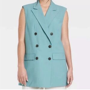 a new day Sleeveless Double-Breasted Vest in Aqua Blue